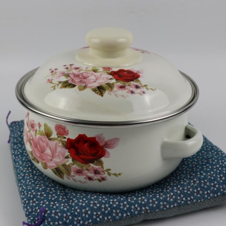 Enamel soup pot, thickened enamel pot, double-ear stew pot, noodle cooking pot, milk pot, enamel lid basin, soup pot with enamel lid pic 3