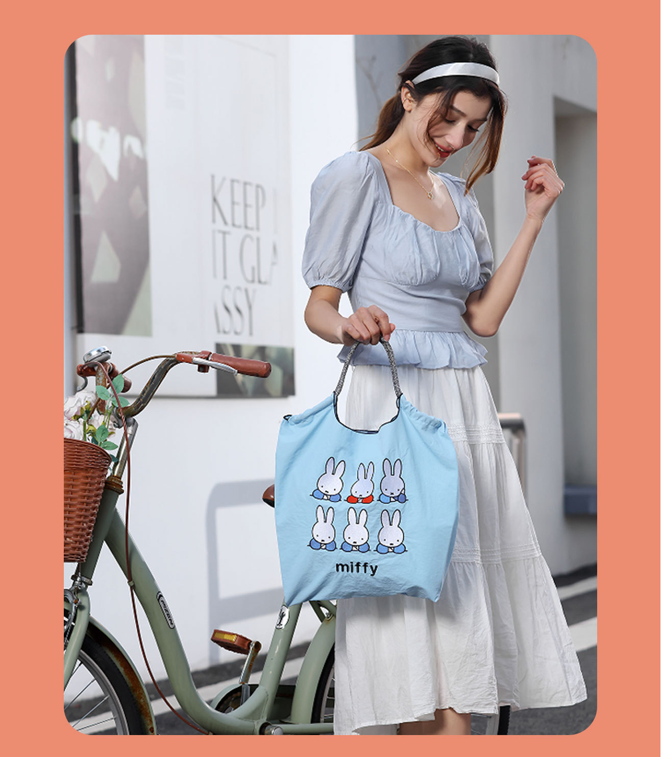 【 Official Authorization 】 Miffy embroidered Canvas Bag, Cute cartoon handbag for girls, versatile student handbag, single-shoulder crossbody bag pic 7
