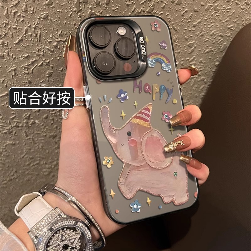 油画大象适用苹果17手机壳15plus新款14可爱13pro11卡通12彩银16E详情6