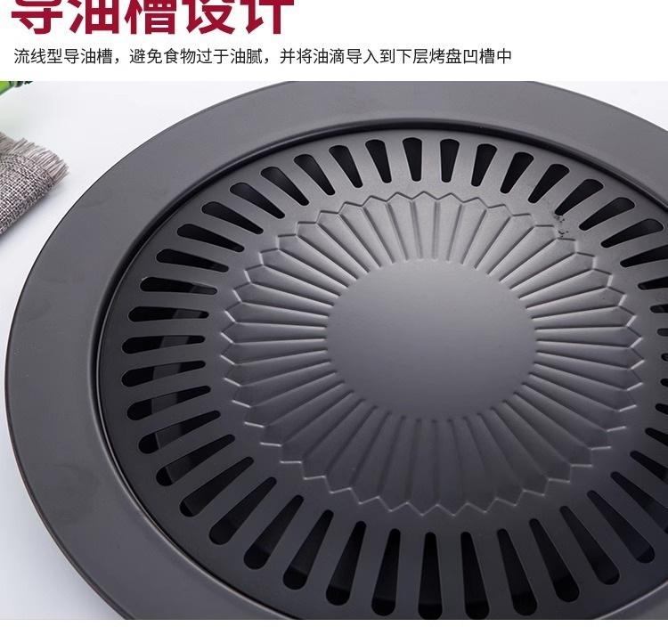 跨境韩式烧烤盘烤肉盘卡式炉烤盘家用不粘圆形煎烤盘加厚源头厂家详情5