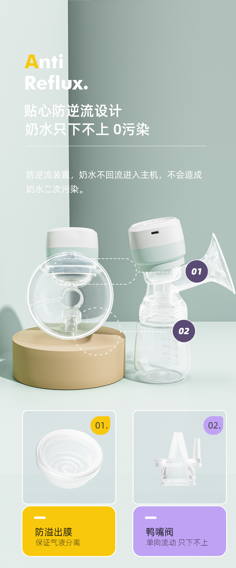 热销新款电动吸奶器二合一静音免手扶大吸力一体穿戴式BreastPump详情6