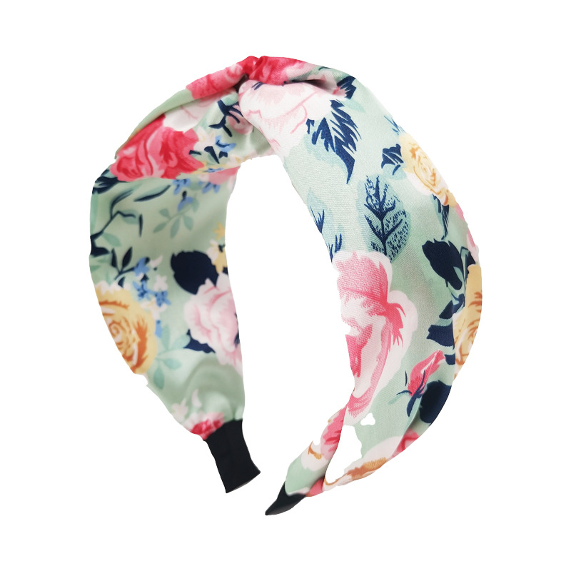 Exclusive Qiwei Accessories, exclusive Qiwei Accessories, new cross-border headwear and hair accessories from Europe and America, elegant fabric, knotted, floral print, wide-brimmed hair band for women pic 8