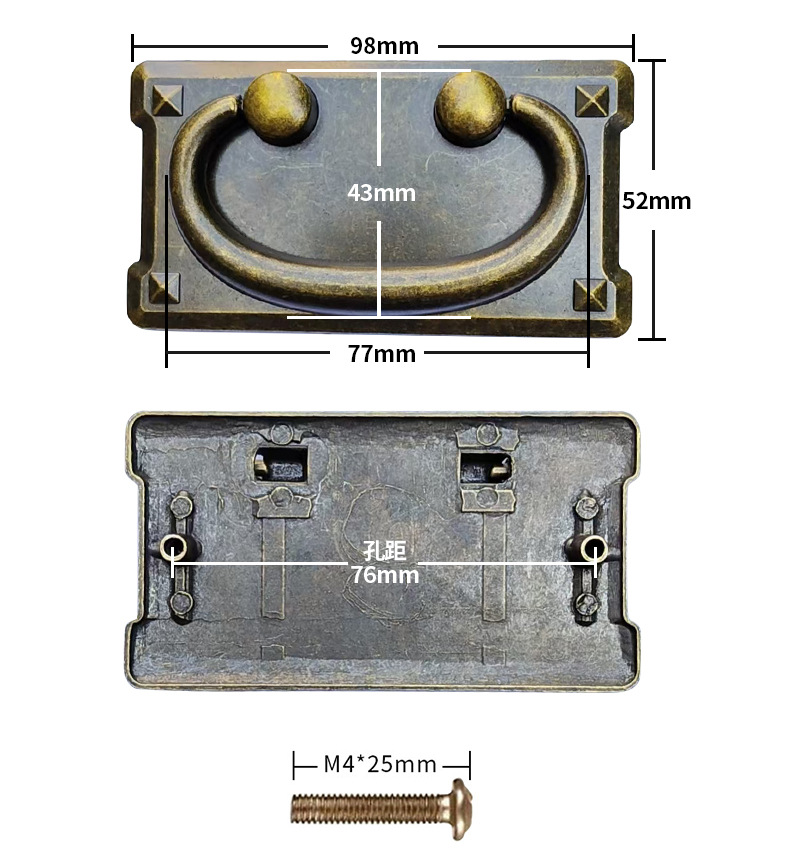 Long-term stock of four-sided handles for American-style antique furniture, hardware handles, zinc alloy cabinet drawer handles pic 7