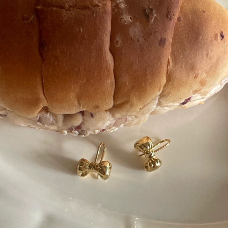 韩信简约饱满蝴蝶结耳钩小众复古设计精致可爱芭蕾风甜美耳钉耳饰详情4