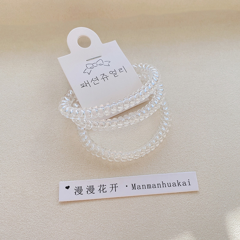 Three-piece set of transparent jelly telephone line hair band, simple and shiny candy, new Korean-style hair tie, fashionable and simple hair accessory pic 12