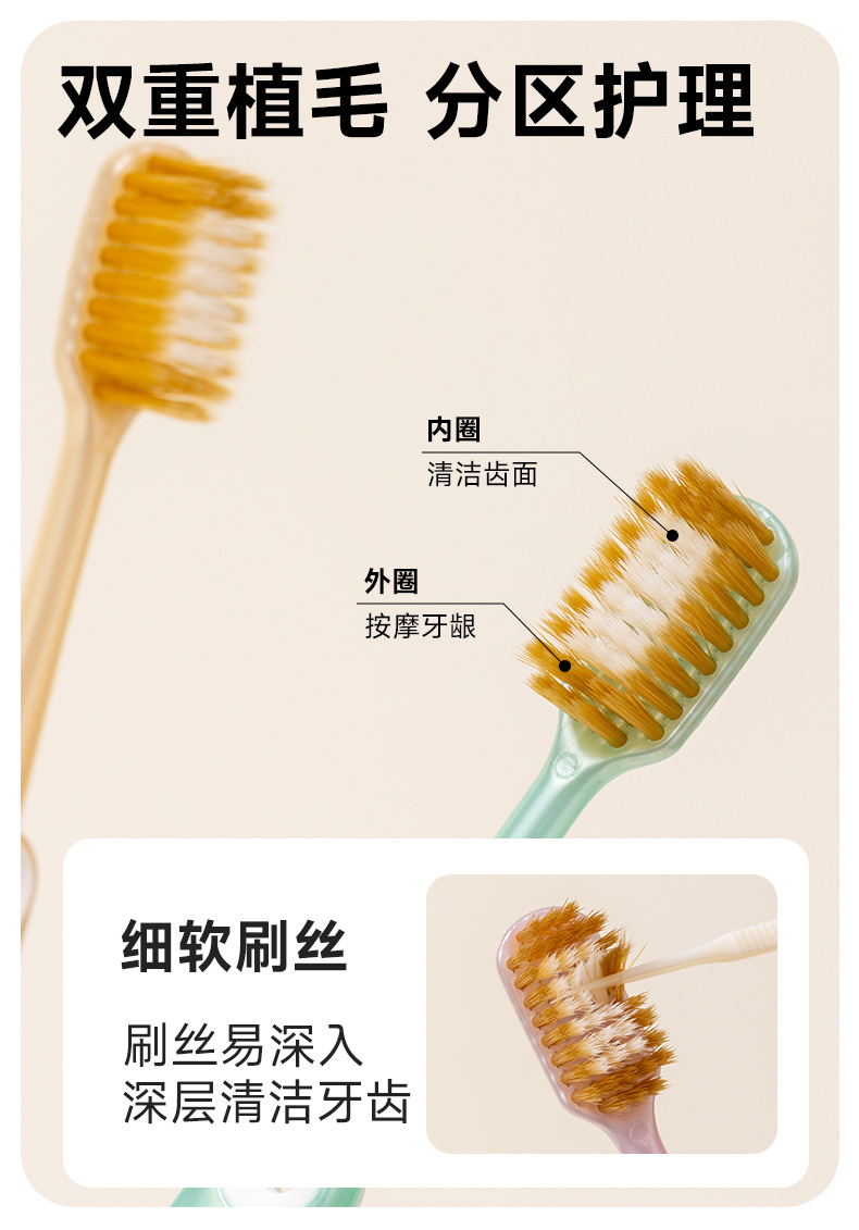 Wholesale of new curved brush heads of Jianpai soft-bristled 5-piece family and adult toothbrushes for daily necessities pic 6