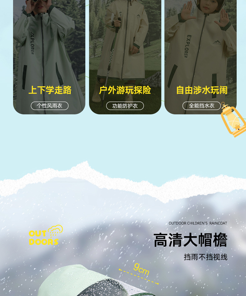 备美儿童雨衣男童女童小学生全身防大雨书包位连体雨衣雨披详情4