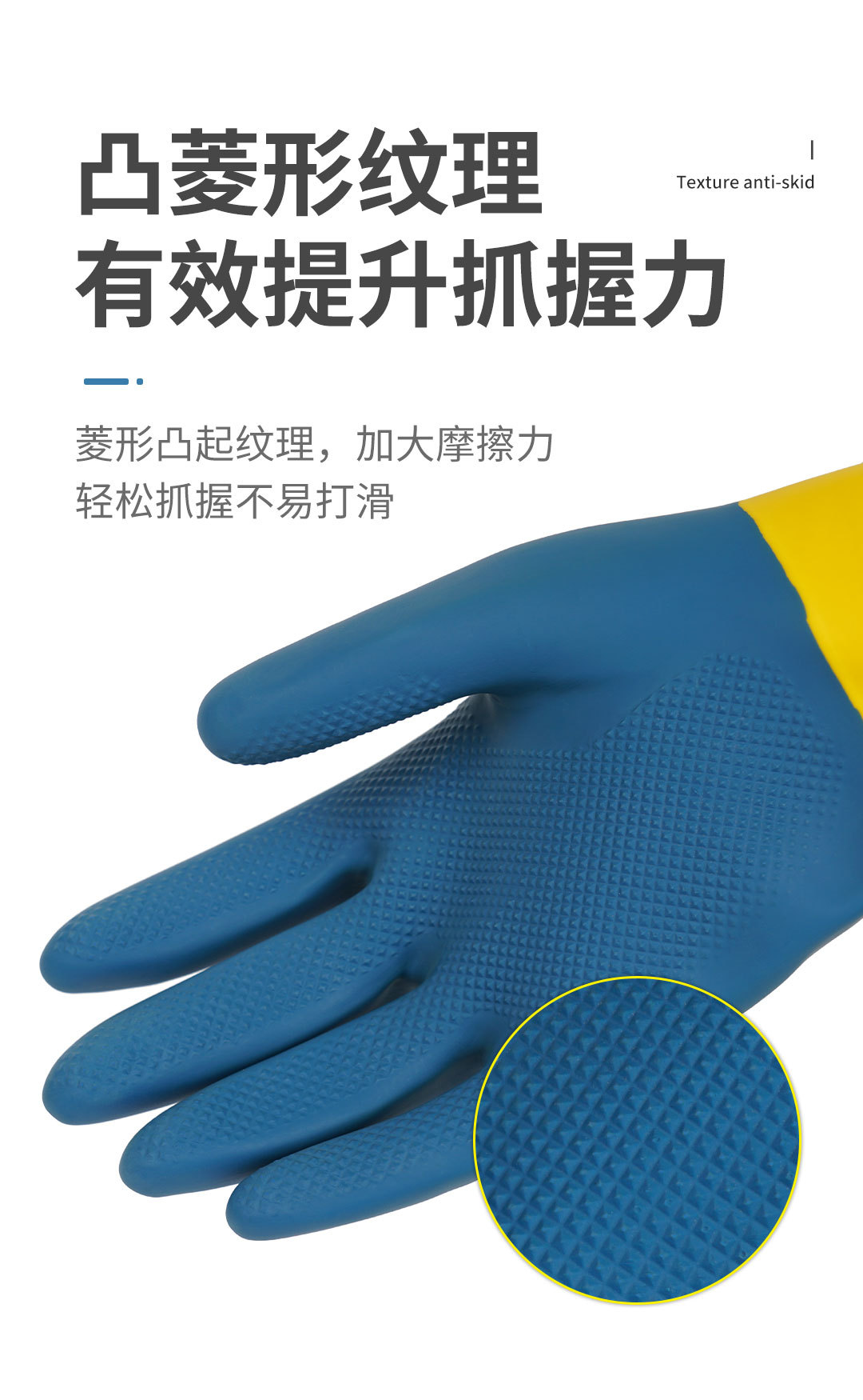 Acid and alkali resistant gloves, latex anti-slip and waterproof rubber labor protection work, wear-resistant test, anti-corrosion industrial gloves, chemical-resistant pic 3