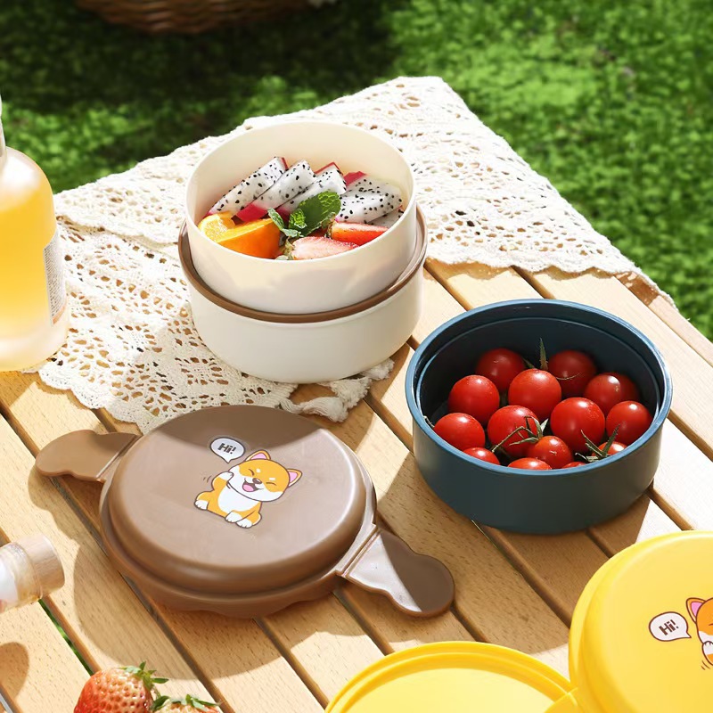 Super cute microwave oven bear lunch box, Japanese bento box, round cartoon plastic mini lunch box pic 1