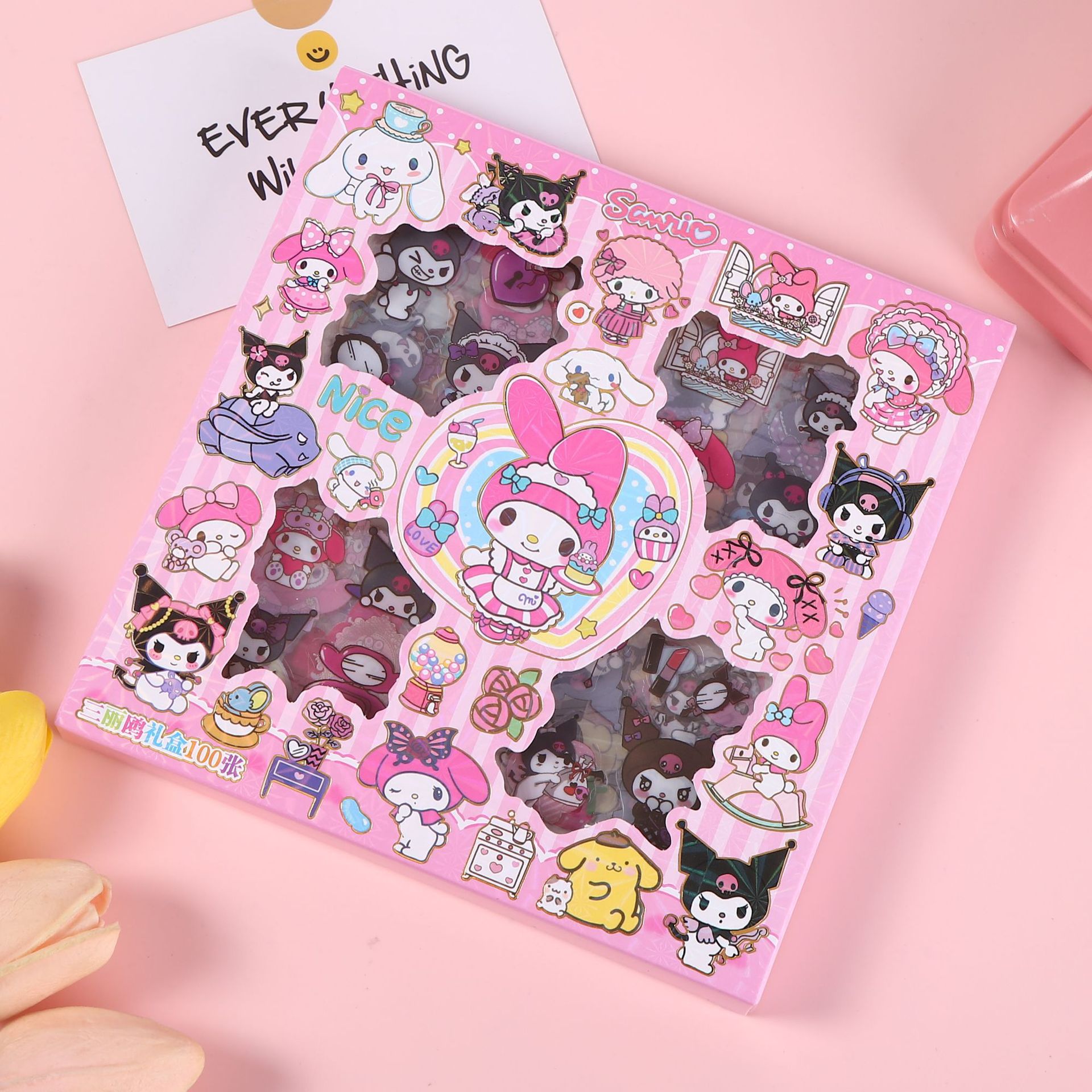 100张不重复手账贴纸防水可爱卡通创意贴画儿童卡皮DIY换装批发详情10