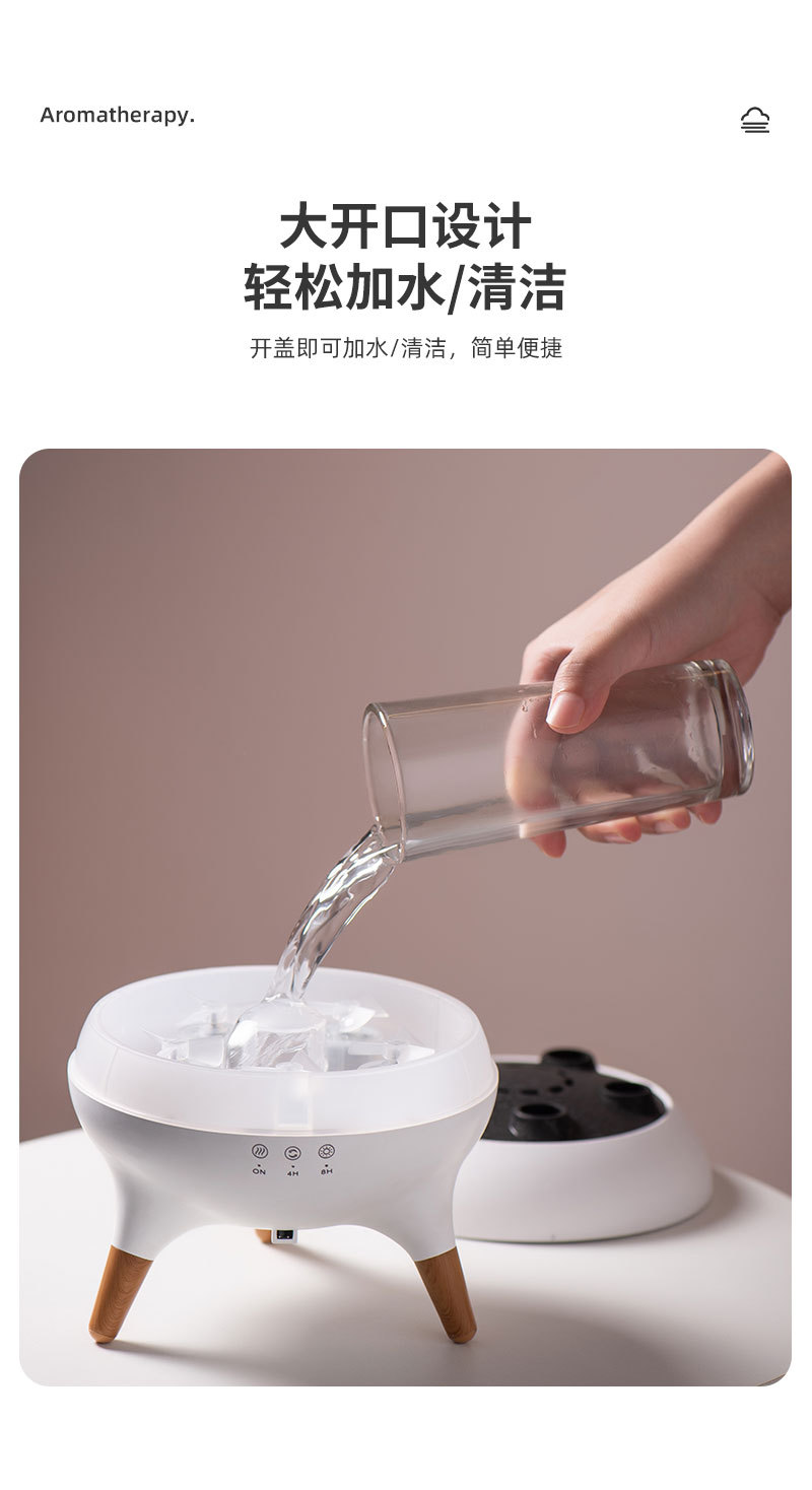 Cross-border flame mist ring aroma diffuser humidifier, jellyfish dynamic color light, wood grain essential oil multi-hole aroma diffuser pic 10