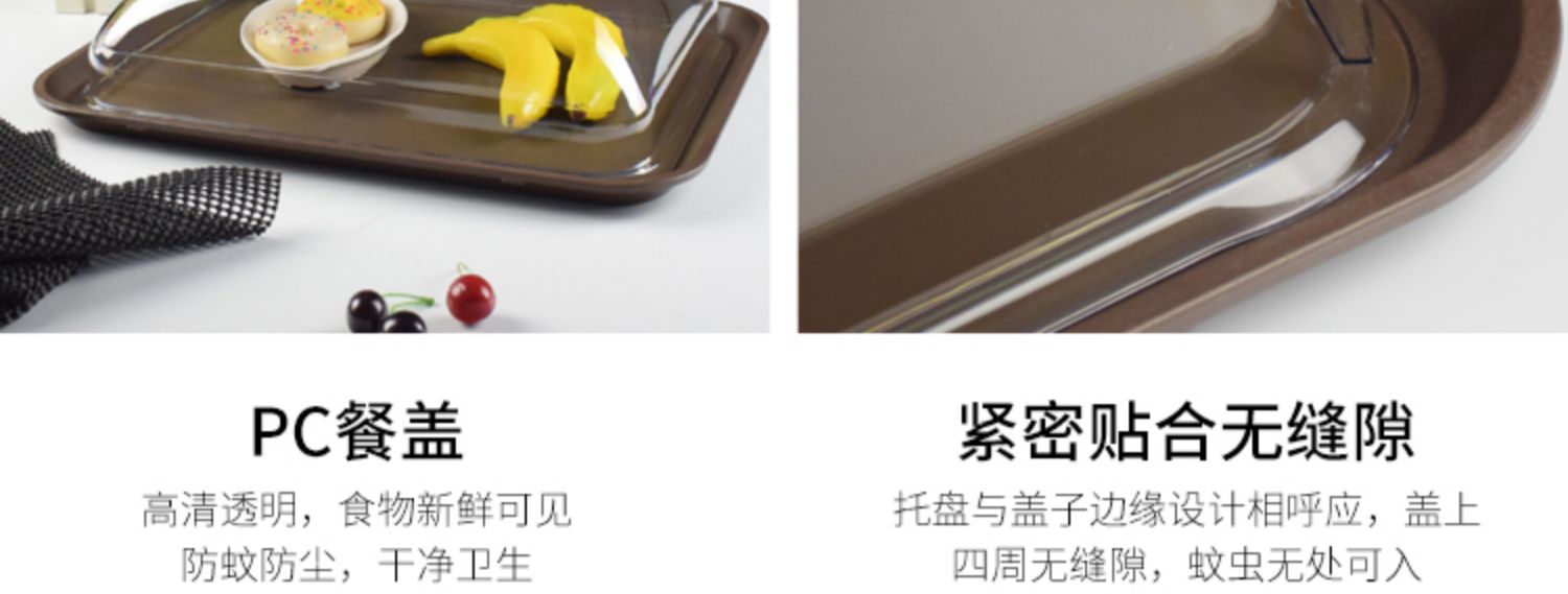 上菜传菜托盘带盖透明保温食品盖防尘罩餐厅月子会所塑料防滑餐盘详情4