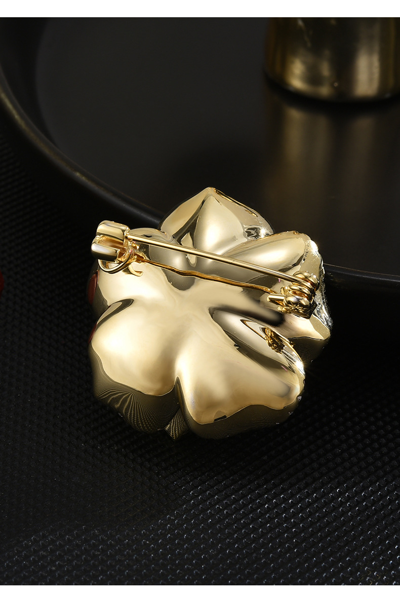 新款轻奢山茶花胸针高档女设计感小众气质复古胸花小香风别针配饰详情8