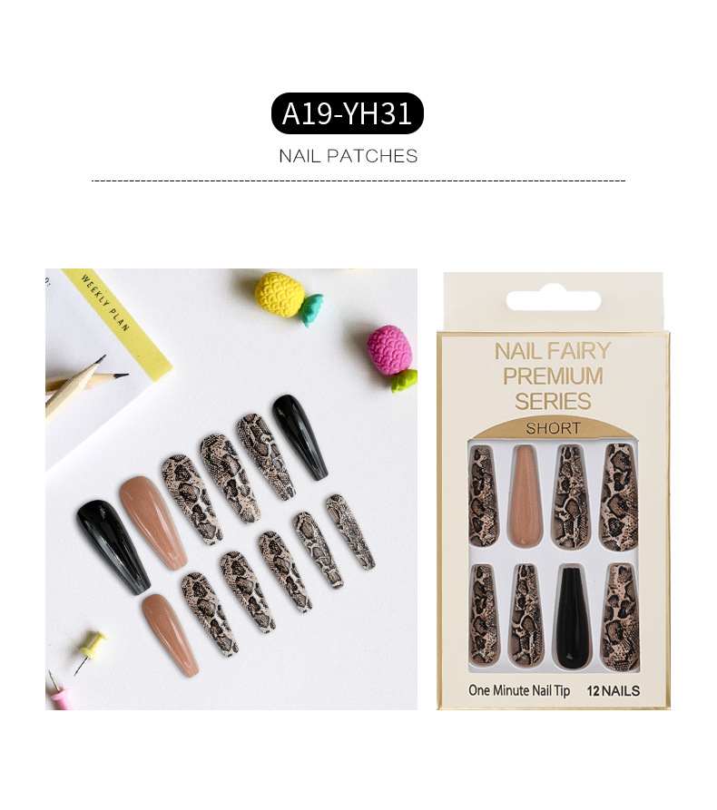 Wholesale of new European and American fake nail nail pads, animal leopard print printed ballet nails, wearable nail pads pic 9