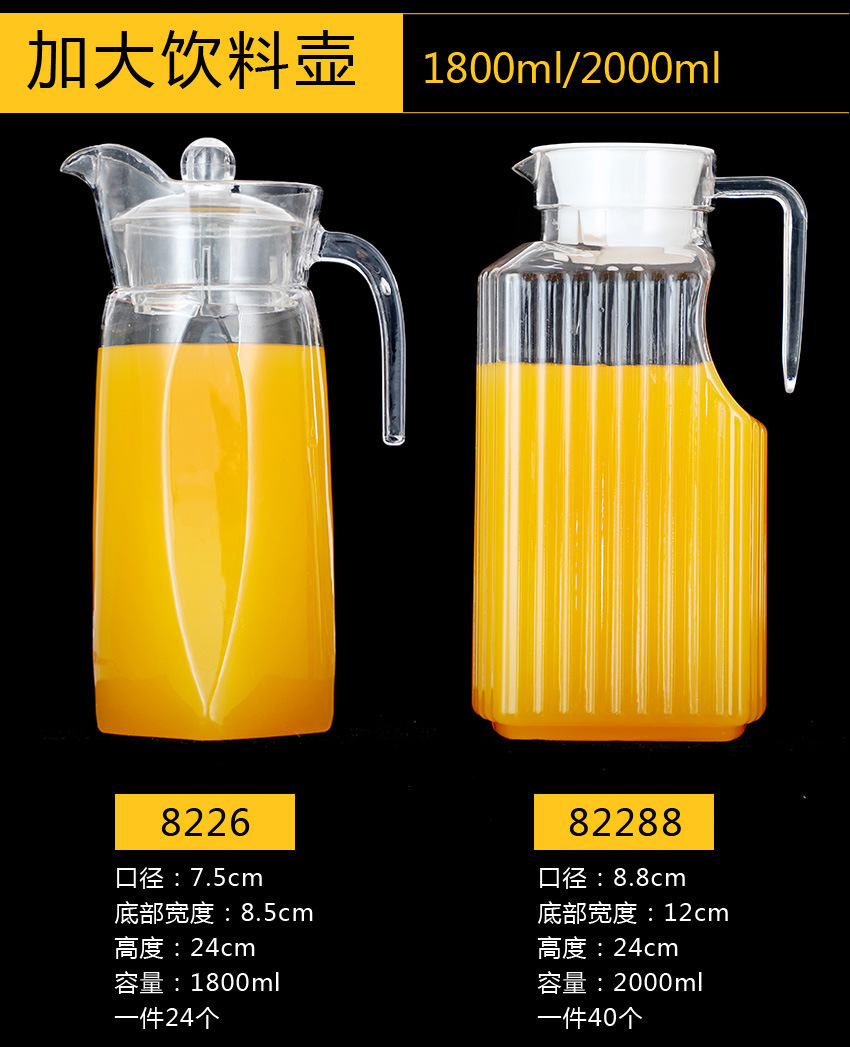 pc亚克力果汁壶冷水壶扎壶酒吧KTV餐厅饮料壶商用塑料耐高温茶壶详情7