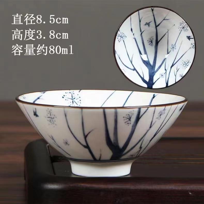 复古青花瓷家用主人杯斗笠杯陶瓷小茶杯茶盏套装中式手绘陶瓷单杯详情18