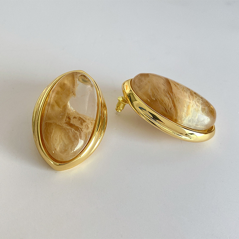 天然茶晶可调节吊坠项链铜镀真金耳钉戒指轻奢小众设计高级感项女详情9