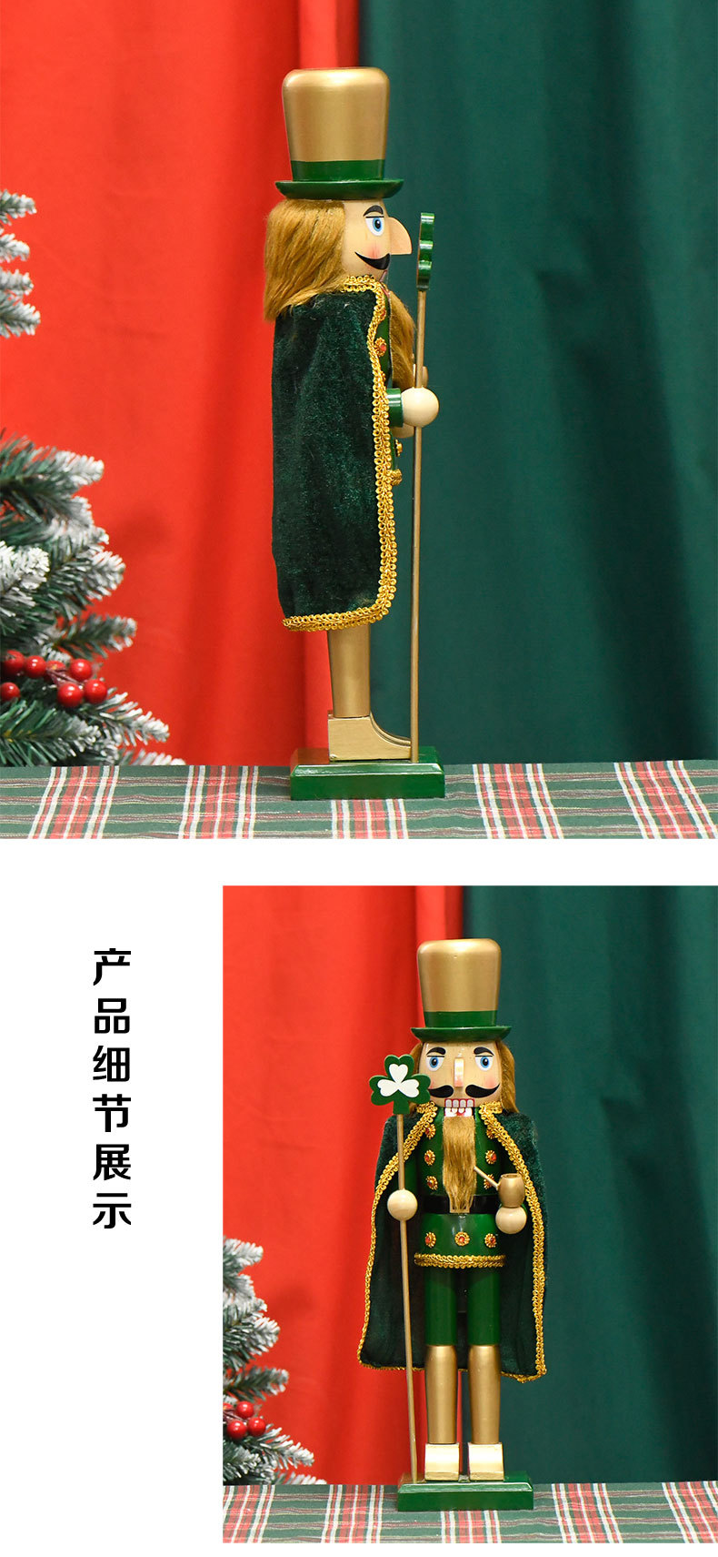 New item in stock: 38CM green and gold lucky Irish cape Nutcracker Christmas decoration pic 3