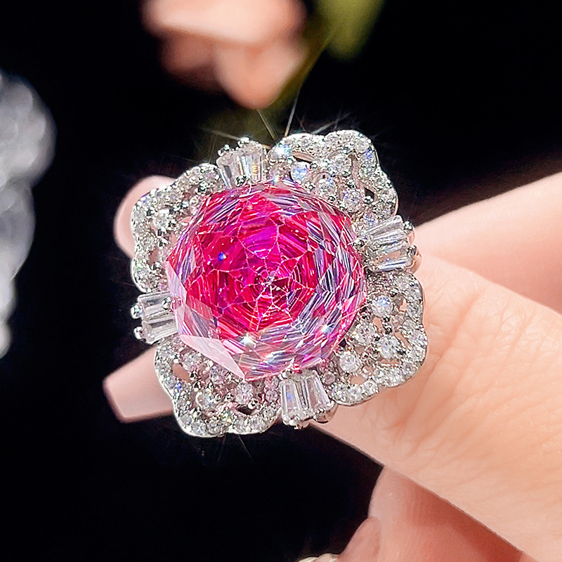 2025新款庄生生珠宝铜底镀金仿真千禧火龙果色气质套装主石16-10m详情7