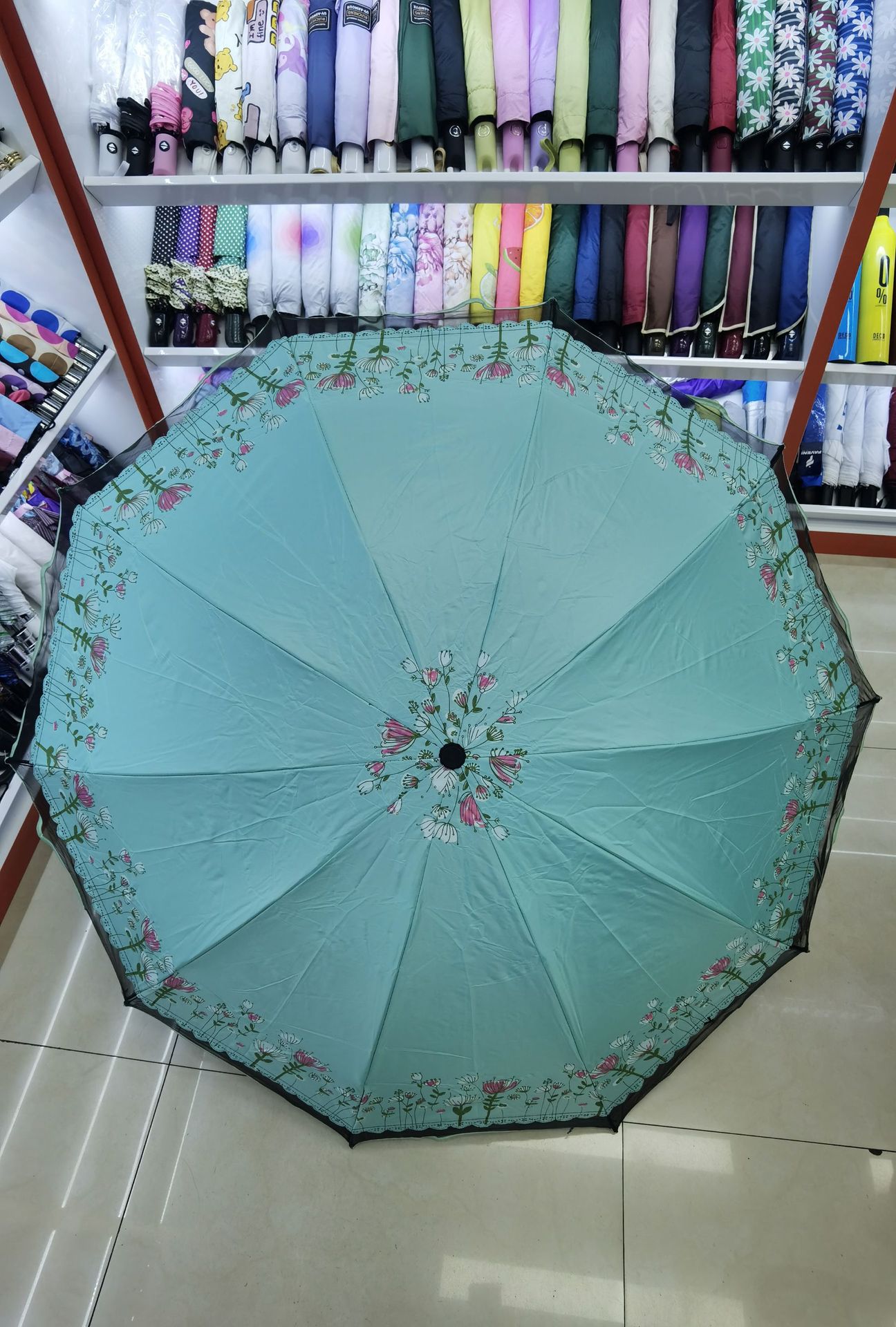 Retro lace-trimmed folding umbrella, all-weather sun umbrella, high appearance level for girls, UV-resistant umbrella pic 7