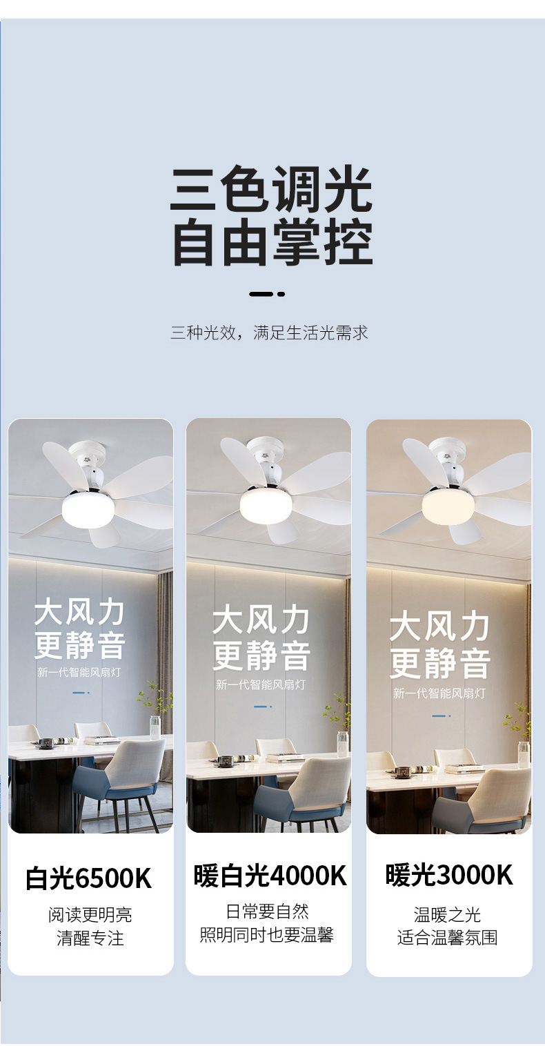 E27 screw-type new fan lamp for bedroom and kitchen led energy-saving home bedroom ceiling chandelier remote control integrated ceiling fan pic 7