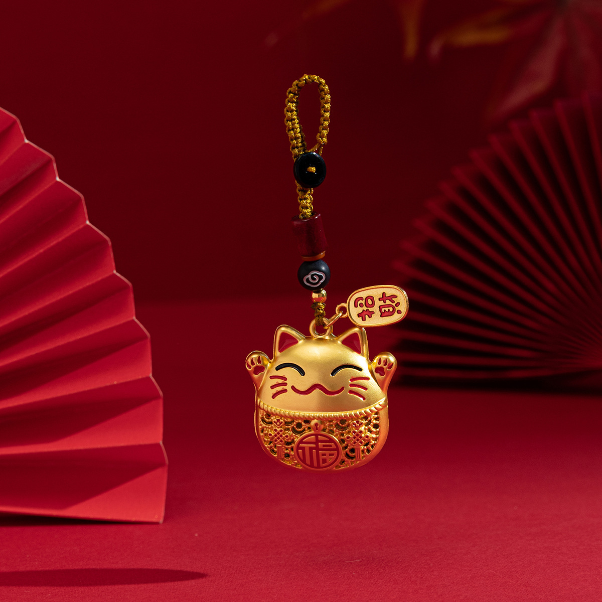 沙金招财猫滴油钥匙挂件中国风送闺蜜朋友小礼物工艺品详情6