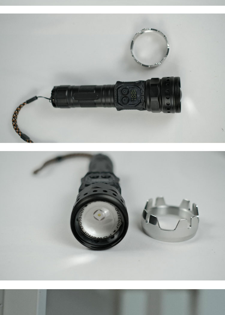 White laser LED flashlight, 750 lumens strong light charging, multi-functional outdoor long-range portable window-breaking lighting flashlight pic 11