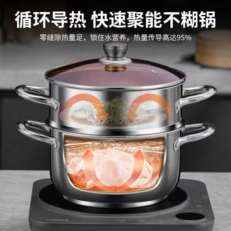 【 Exclusive for Regular Customers 】24CM Double-layer soup pot, household large-capacity soup steamer, multi-purpose cooking pot for stewing soup in the kitchen pic 2