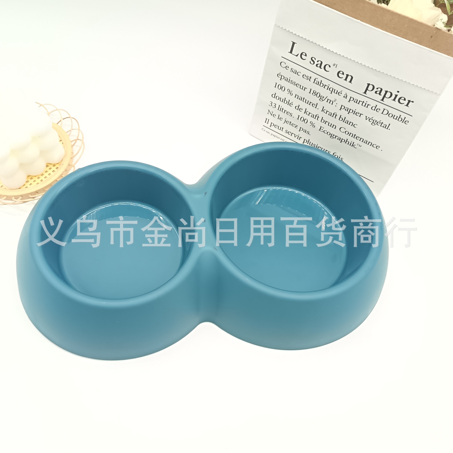 Wholesale of foreign trade cross-border candy-colored pet stainless steel double bowls, dog bowls, cat bowls, feeding and water bowls, pet dog bowls pic 4