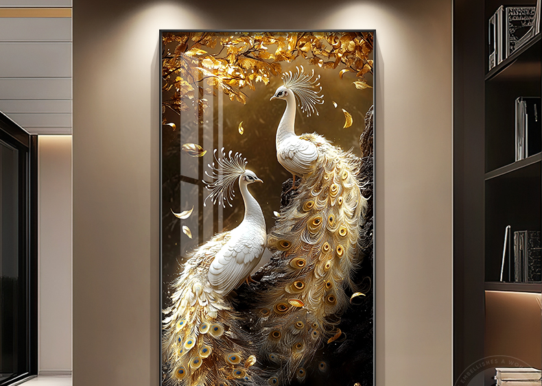 孔雀挂轻奢高级感玄关装饰大气入户正对门高档走廊过道挂画装饰画装饰画装饰挂画详情4