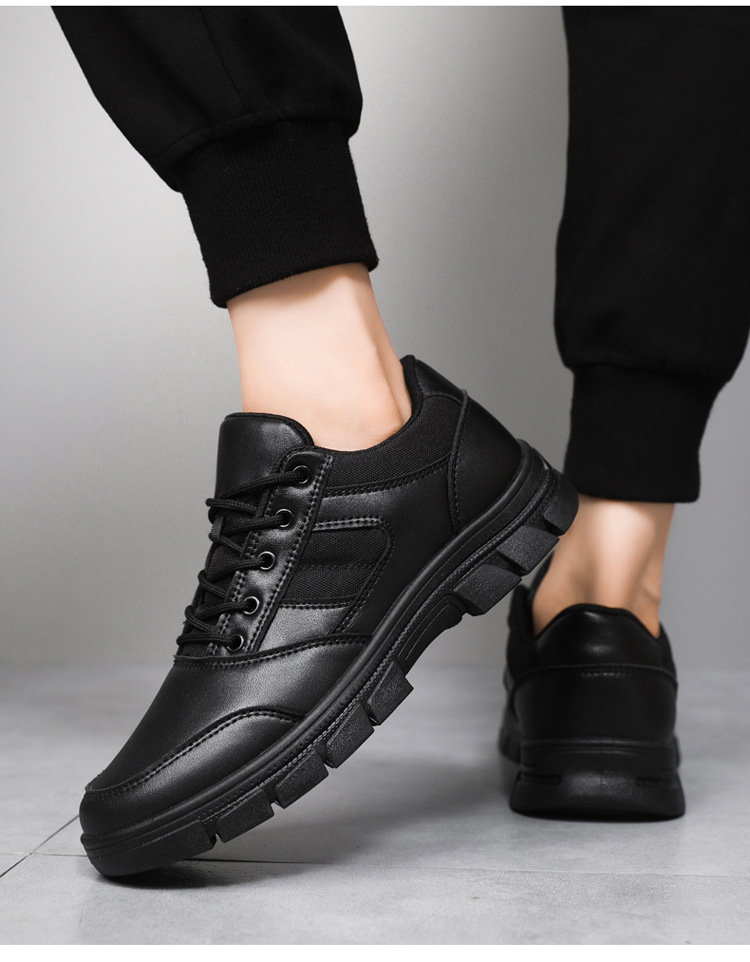 春秋黑色作训男鞋户外运动训练皮鞋低帮工装执勤鞋软底巡逻保安鞋详情12