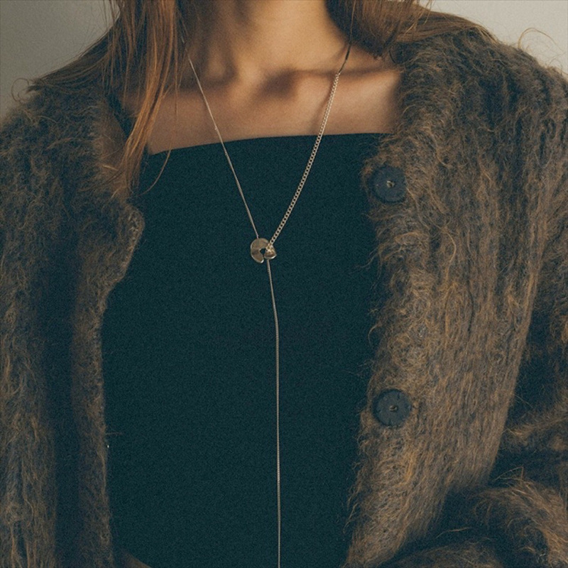 日系小众设计松本惠奈联名款金银拼色OT扣项链双层两用毛衣链女详情5