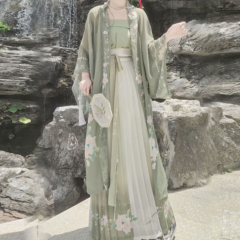 New Chinese-style Hanfu for women in the Song Dynasty with printed patterns, Changgan Temple waist-length pleated skirt, daily clear Spring Festival, summer and autumn styles pic 3