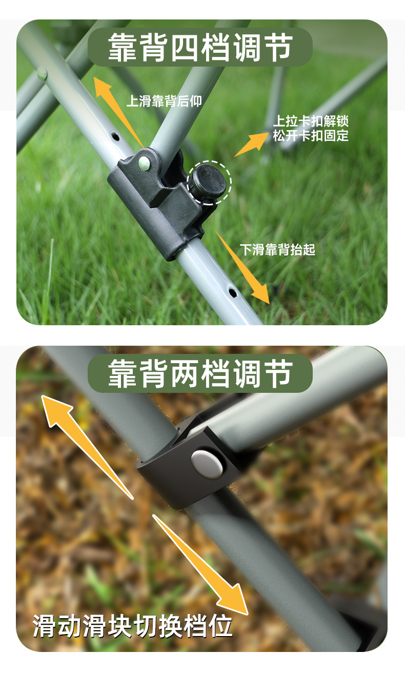 Outdoor folding lounge chair, portable folding midday rest chair, camping backrest, fishing sand leisure beach chair, adjustable pic 5