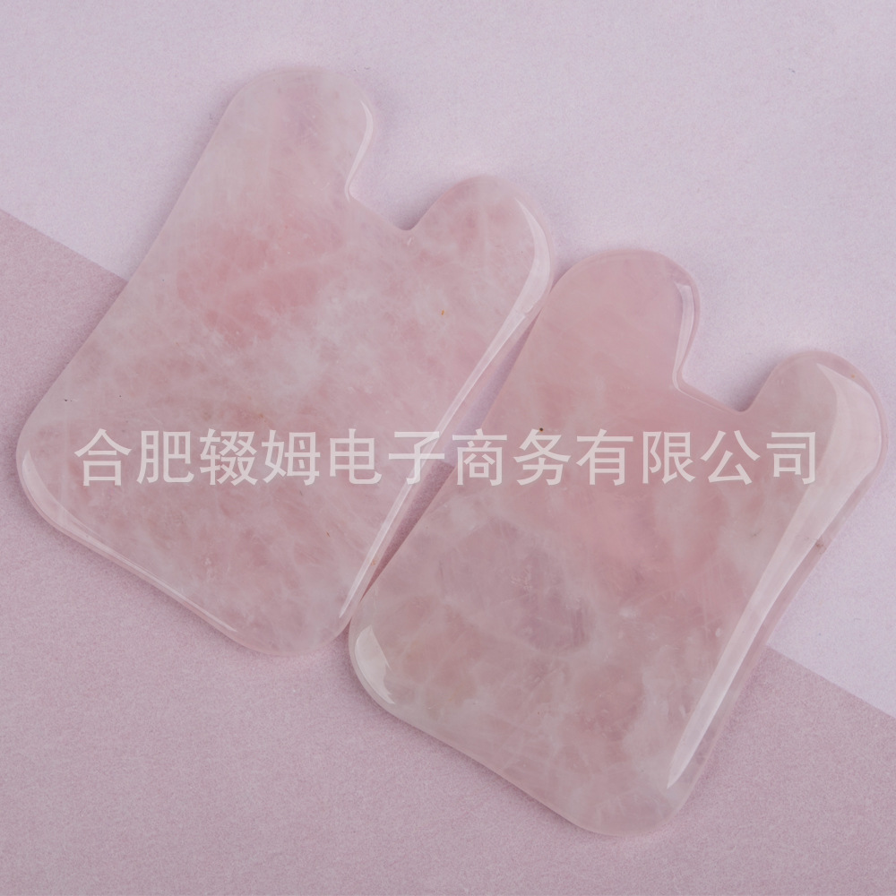 跨境粉晶绿东陵玉石刮痧片凹型刮痧板背部脸部按摩美容器礼品厂家详情6