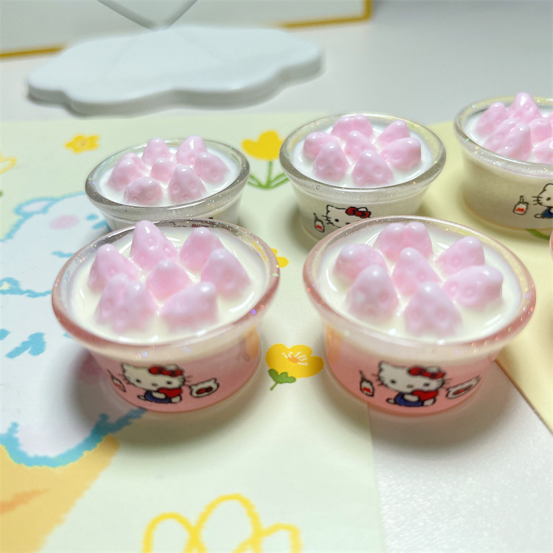 diy cream glue simulation food toy 3D strawberry cream basin hair clip patch Handmade homemade pendant resin accessories pic 5