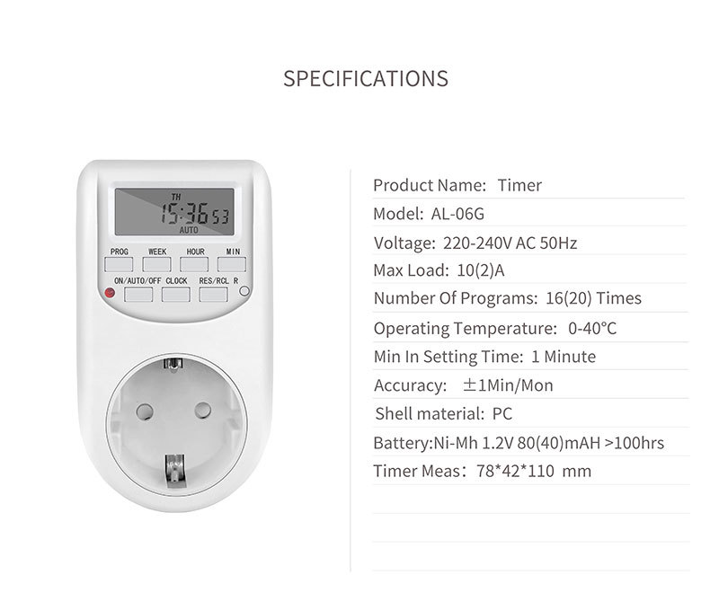 European-style socket, timer socket, smart socket, large quantity and favorable price Timer switch AL-06G pic 8
