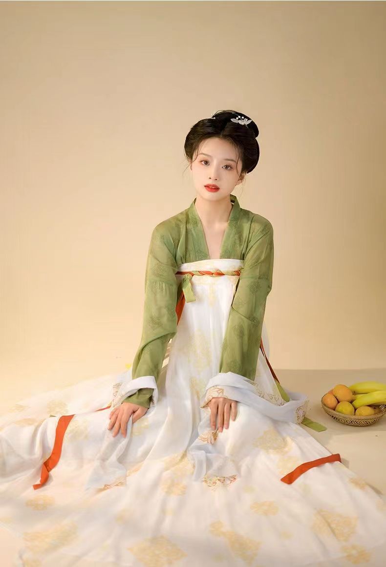 汉服女原创对襟齐胸襦裙印花全套中国风汉元素日常春秋款成人套装详情2