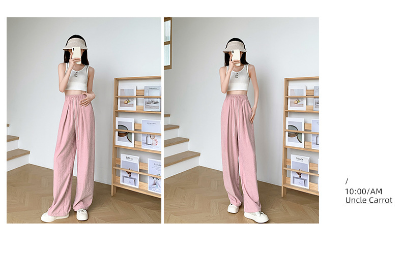 白色奶芙山本阔腿裤女春夏2024新款高腰垂感醋酸小个子慵懒风冰丝详情18