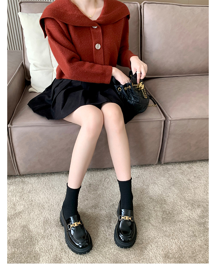 全牛皮~真皮小皮鞋女英伦风乐福鞋2023年新款圆头厚底日常JK单鞋详情22