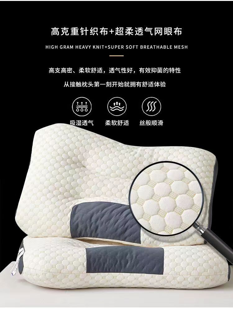 厂家直销抗菌SPA护颈枕芯水洗不变形助睡眠宿舍成人家用枕头批发详情5