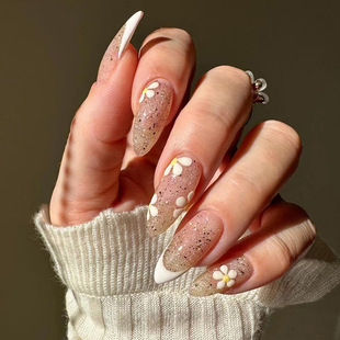Wearable nail art pieces, artificial nail products, detachable, simple lemon ice transparent, popular online style Douyin nail art hair replacement pic 4