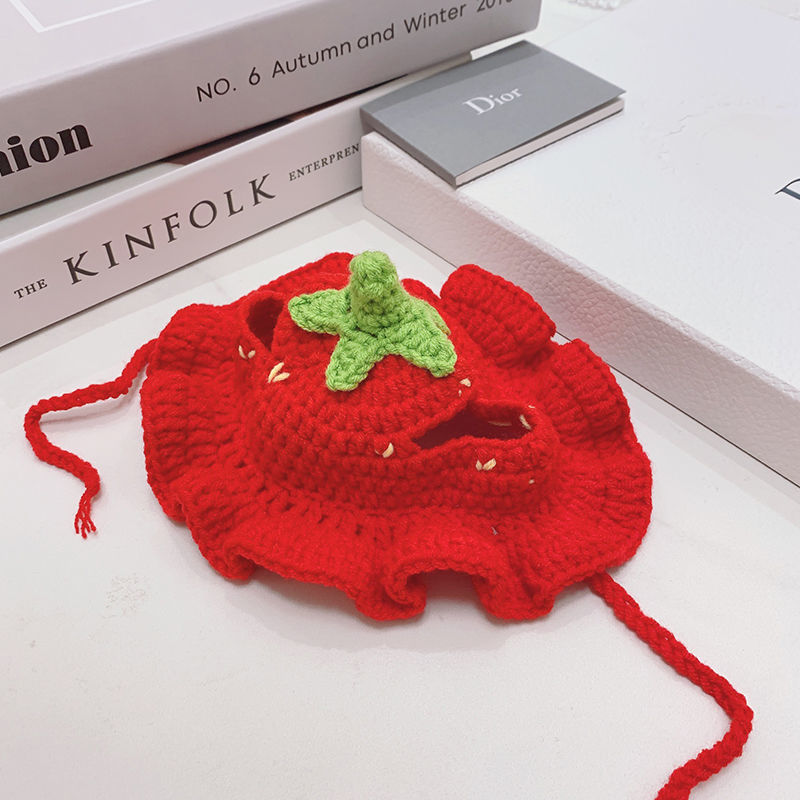 纯手工女仆喇叭花太阳帽宠物草帽变装帽猫咪帽子英短可爱呆萌详情11