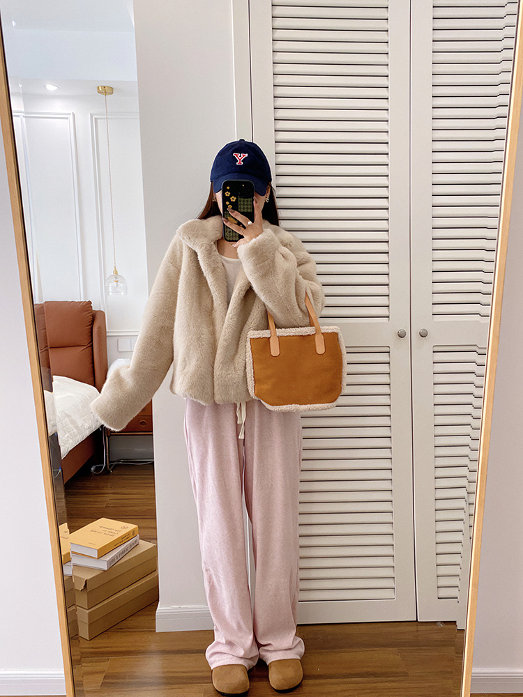 欧貂绒皮毛一体短款立领仿水貂毛外套环保皮草女秋冬新品通勤风详情51