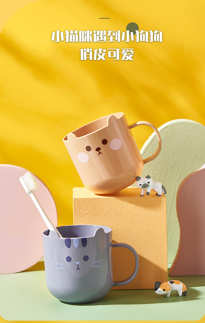 塑料可爱小熊图案情侣漱口杯男孩女孩儿童牙杯猫咪牙杯牙缸刷牙杯详情5