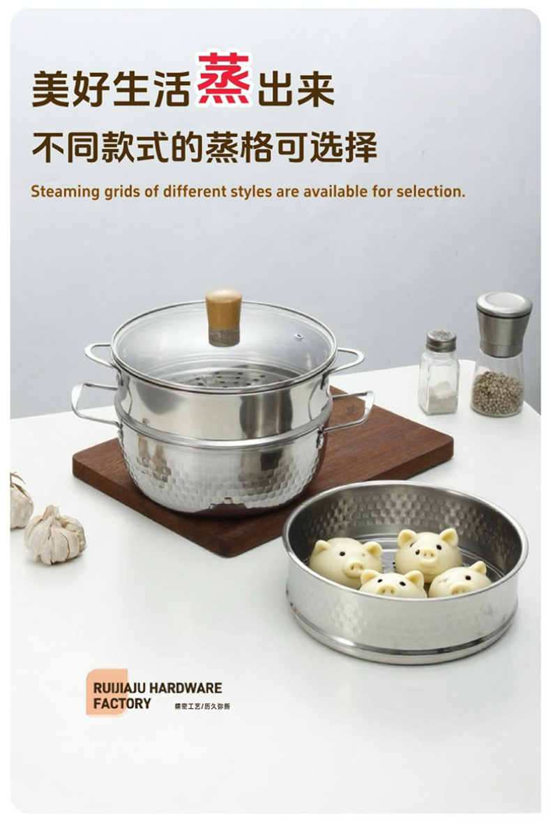 The popular Yiwu Middle East Golden Double-ear snow flat pot with steamer is a single-person pot that can cook Korean-style instant noodles pic 13