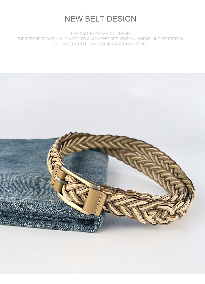 编织复古女士腰带配休闲裤连衣裙女式细款无孔女皮带广州跨境代发详情11