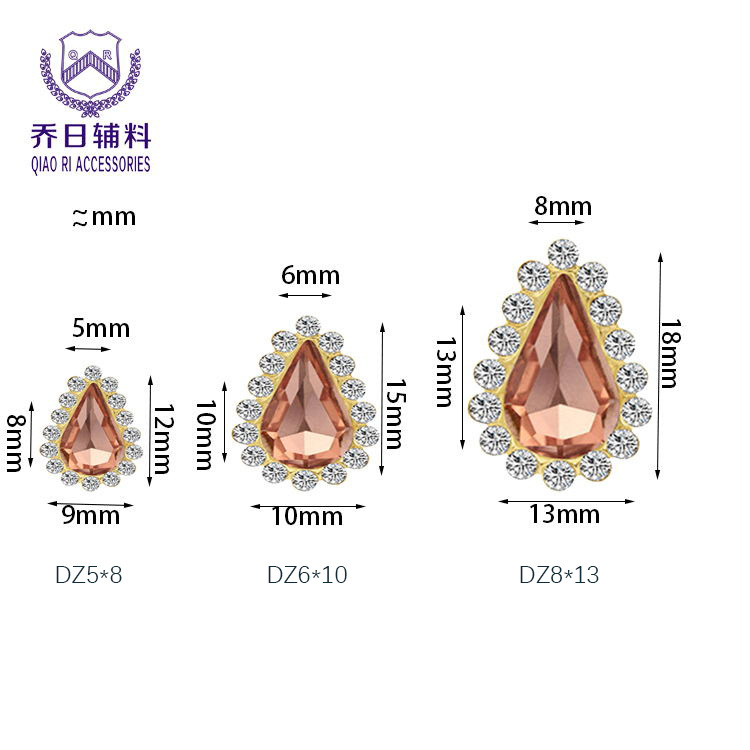 Wholesale of 8*13 water-drop hand-sewn diamond multi-color glass pear-shaped nail art, shoes, hair accessories, clothing and accessories for large quantities at favorable prices pic 1