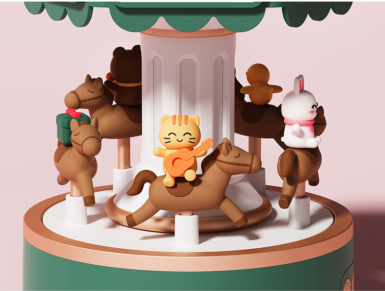 Romantic gifts for couples: Classic Christmas rotating wooden lantern, creative music box, bedside night light, Bluetooth speaker pic 11