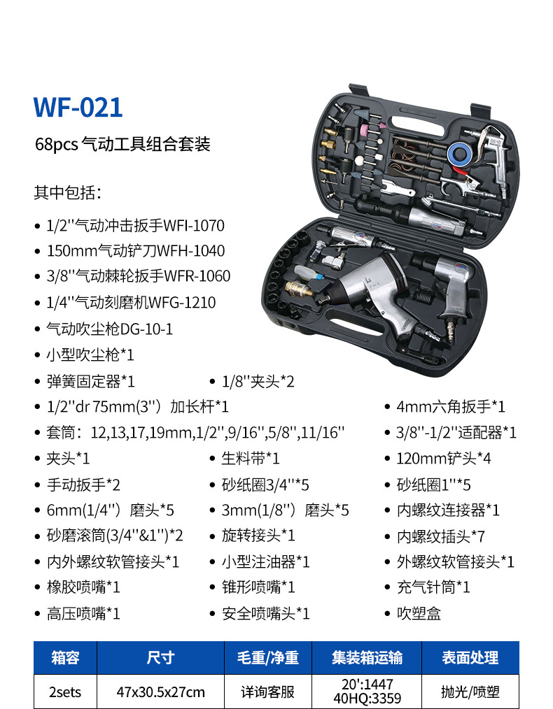 The pneumatic tool set WF-018A professional combination toolbox is durable and portable pic 31